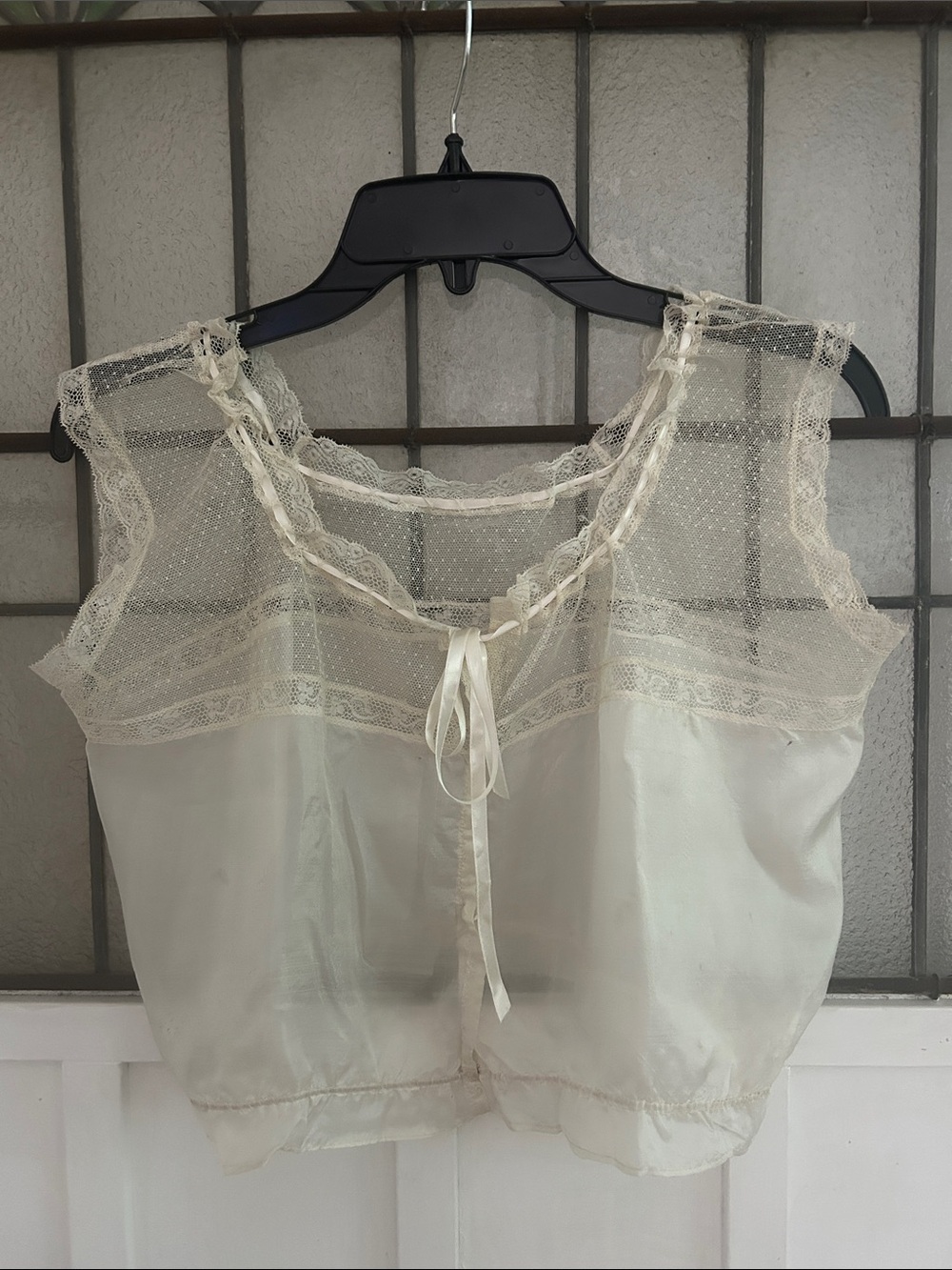 Antique Swiss Dot Lace Yoke Silk Camisole